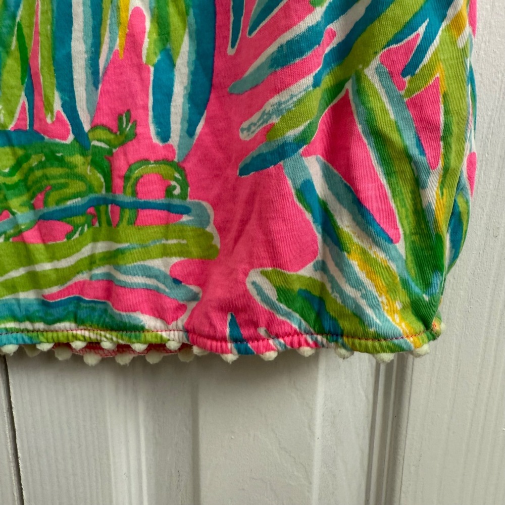 Girls Lilly Pulitzer Mini Enna Dress Tiki Pink Royal Lime‎ Green sz XL (12-14) - Picture 2 of 5